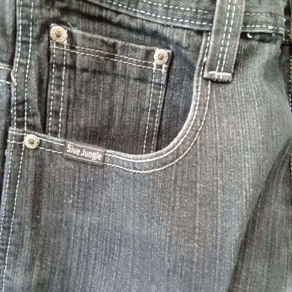 5ive Jungle & Co. Denim Jeans Men Size 32 Black Embroidered Back Pockets - Picture 13 of 13